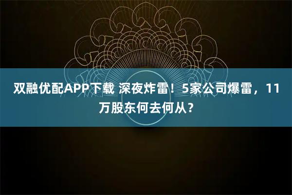 双融优配APP下载 深夜炸雷!5家公司爆雷,11万股东何去何从?
