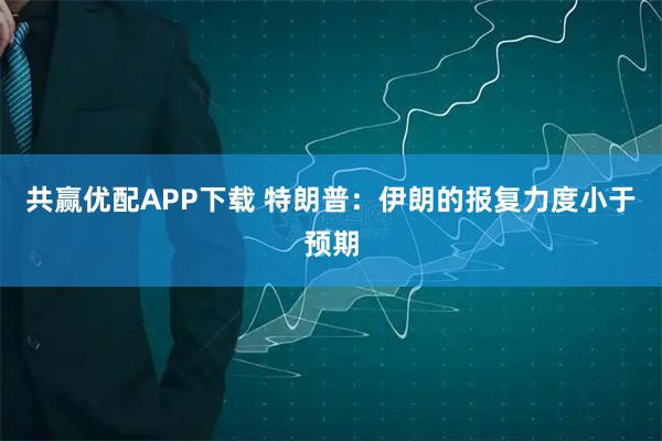 共赢优配APP下载 特朗普：伊朗的报复力度小于预期